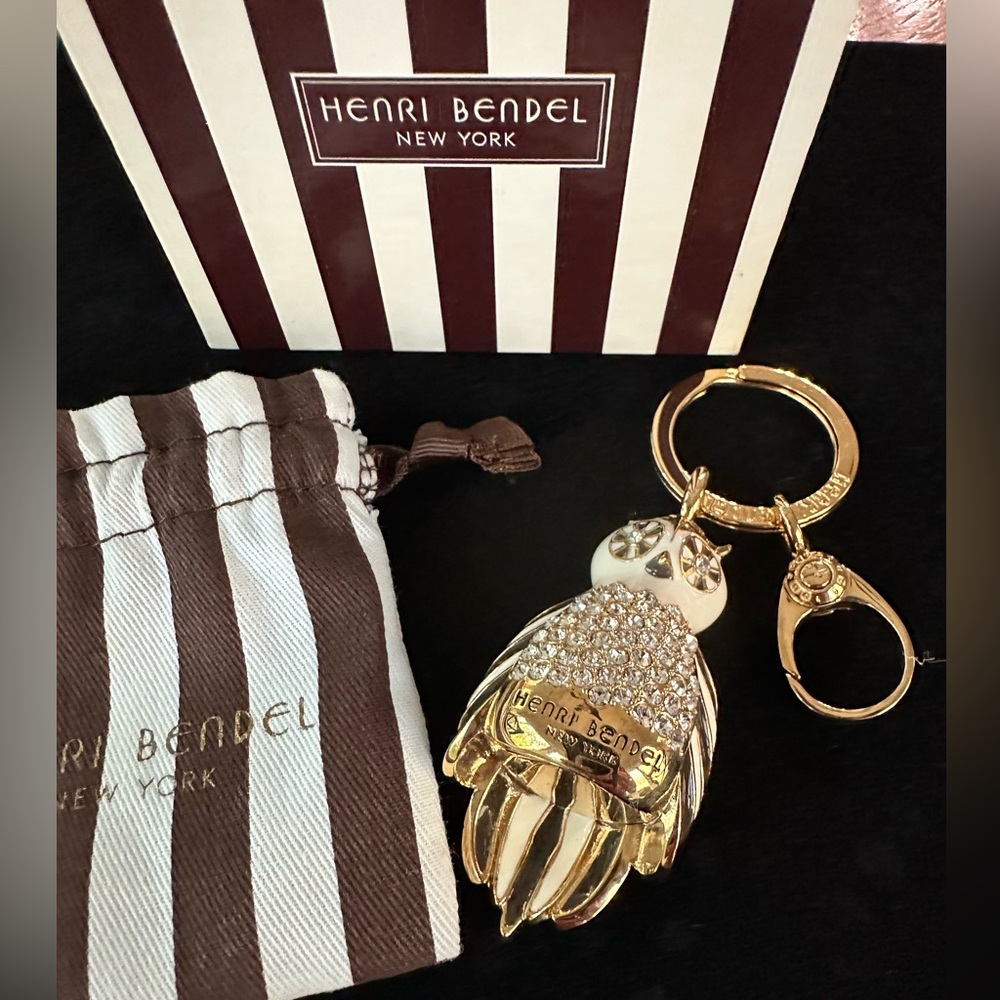 Gorgeous Vintage Henri Bendel Hazel Owl Key Fob W/ Swarovski Crystals NWT - Picture 3 of 16